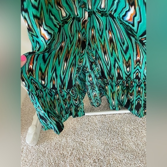 Cynthia Vincent green patterned silk maxi dress size small excellent condition - Picture 5 of 12